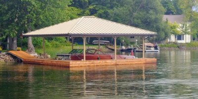 A floating boat house built summer 2019.